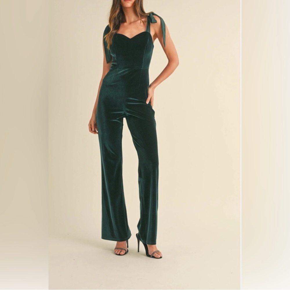 Vici Teal Velvet Jumpsuit